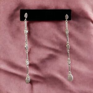 Elegant 925 Silver Drop CZ Earrings